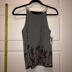 Black and White Tank Top with Floral